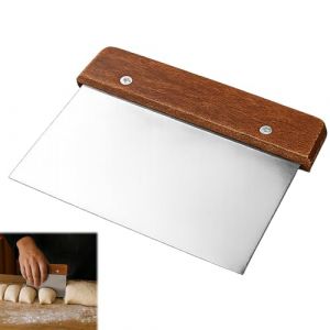 Huybaa P&acirc;te en Acier Inoxydable avec Poign&eacute;es Bois, 15cm Jaune - Lame Tranchante Multifonction pour Pain, Pizza, P&acirc;tisserie, Cr&ecirc;pes, L&eacute;gumes - Facile &agrave; Nettoyer (Elysian Ventures Korlatolt Felelossegu Tarsasag, neuf)