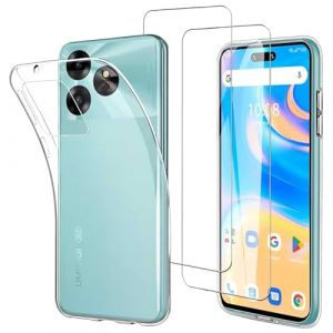 JDXHFF Coque Compatible avec UMIDIGI G6 5G (6.57") et 2 Pi&egrave;ces Verre tremp&eacute; &eacute;cran Film Protecteur - Transparent Souple Silicone &Eacute;tui Bumper Housse TPU Case Cover Clear (MBJOY, neuf)