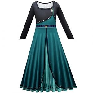 Lito Angels Reine des Neiges Deguisement Robe de Reine Anna pour Enfant Filles, Taille 9-10 ans, Vert, Manche Longue (Lito Angels FR, neuf)