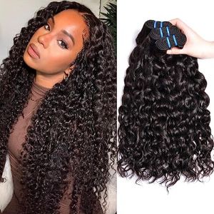 Water Wave Bundles Human Hair Court Tissage Cheveux Naturels Bouclés Meche Bresilienne En Lot Meche Naturelle Tissage Bouclé Naturel Couleur Noire Naturelle Total 300g 8 8 8 Pouce (beiyuan hair product, neuf)