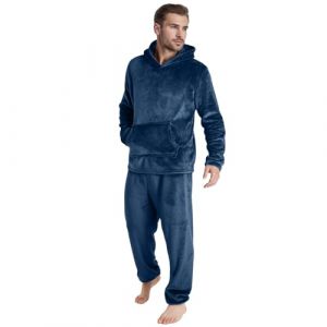 Ensembles De Pyjama Homme 2 Pi&egrave;ce Pyjama en Polaire Corail Chaud pour l'hiver Long Unisexe En Polaire Pyjama En Flanelle Couleur Unie Pyjama Costume Avec Pantalon &eacute;paisse Et Chaude V&ecirc;tements (M99M (Arriver 5 &agrave; 15 jours), neuf)