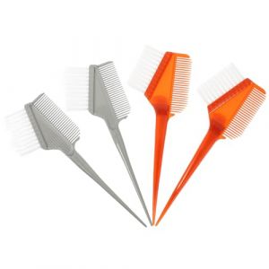 POPETPOP Lot De 4 Pinceaux Applicateurs De Teinture Pour Cheveux Double Face 2 Argent&eacute;s Et 2 Marron Multifonctionnels Pour Salon De Coiffure Professionnel Poign&eacute;e Antid&eacute;rapante (Riser Treasure, neuf)