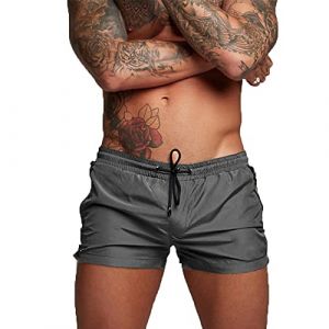 TMEOG Maillot de Bain Homme Short de Bain Cale&ccedil;on de Bain Piscine Short de Plage Shorty de Bain Boxer Mayo de Bain pour Homme avec Poche Zipp&eacute;e(M,Gris) (YuShengEU, neuf)