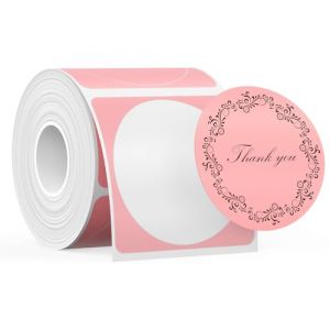 SUPVAN KATASYMBOL T50M Pro &Eacute;tiquettes Thermiques Autocollantes Imperm&eacute;ables, &phi; 50 mm, 140 Pi&egrave;ces/Rouleau, Noir sur Rose (SUPVAN, neuf)