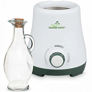 Chauffe-huile de massage avec carafe en verre, chauffe agréablement l’huile en seulement 5 minutes, chauffage en continu de 0 à 100 °C. (TrendShed GmbH, neuf)