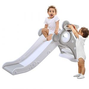 YOLEO Toboggan pour Enfants, Toboggan Amusant avec Panier de Basket, Jeu d'Extérieur et l'Intérieur pour pour bébé , Toboggan Maternelle, Stable, Sûr, Grand et Largeur 115 x66 x125cm(jusqu'à 25 kg) (BayTech EU Supplies, neuf)