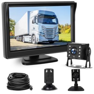 Hodozzy Caméra de Recul pour Voiture Filaire 5 Pouces écran Camera IP68 étanche Vision Nocturne Caméra avec HD Moniteur Kit Caméra de Recul avec Câble 12V 24V pour Véhicule, Camion, Camping-Car (Hodozzy Direct, neuf)
