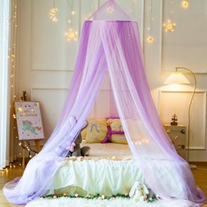 Wnqou Moustiquaire pour lit,Ciel de lit pour Lits Simples et Doubles, Chambre de Fille, Installation Facile pour Les Voyages et la Maison (Rose Violet) (Wnqou, neuf)