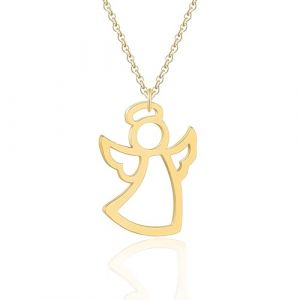 Wryhaul Collier &agrave; breloques ange gardien en or 24 carats fait &agrave; la main, collier pendentif ange gardien d&eacute;licat breloque religieuse petit ch&eacute;rubin, collier ange gardien avec ailes (Or) (WRYHAUL - FR SHOP, neuf)