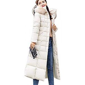 Earnmore Femme Doudoune Longue Manteau Hiver Manteau avec Capuche Fourrure Doudoune Femme Zipp&eacute; Longue Casual Duvet de Coton Parka Slim Fit Veste (IFLETI, neuf)