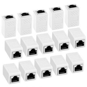 AXFEE Coupleur RJ45, 15 Pi&egrave;ces Ethernet Raccord RJ45, Connecteur Cat7, Cat6, Cat5, Cat5e Compatible avec c&acirc;bles r&eacute;seau Femelle vers Femelle (Ouuze, neuf)