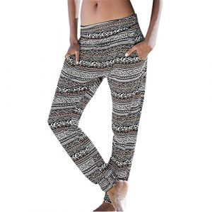 G&eacute;n&eacute;rique Pantalon Fluide Femme &Eacute;t&eacute; Boho Harem D&eacute;contract&eacute; Taille Haute Floral Imprimer &Eacute;lastiqu&eacute;e Baggy L&eacute;ger Yoga Plage Sarouel avec Poches (YINYUAN（Livraison en 5 &agrave; 8 jours), neuf)