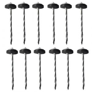 Lot de 12 piquets de sol en acier robuste pour tente, auvent, tente, hauteur 9 cm, piquets de camping pour fixation extérieure de tente, auvent, tapis de mauvaises herbes (Erdongeu, neuf)
