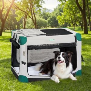 Gardner Pet Cage de Transport pour Chat Chien, Sac Transport 91x64x64CM, Caisse de Transport Portable pour Animaux Chiots Petits Chiens Int&eacute;rieur & Ext&eacute;rieur &agrave; 3 Portes avec Fen&ecirc;tres - L/Vert (Gardner Pet Official-UK, neuf)