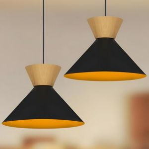 ZMH Suspension Vintage Salle &agrave; Manger Lampe Suspendue : 2 x Lampe Suspendue Noire &Oslash;25cm Lampe de Table &agrave; Manger Industrielle E27 Lampe de Table &agrave; Manger R&eacute;tro en m&eacute;tal Lampe &agrave; Suspension de Cuisine (dreistein, neuf)