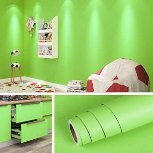 Livelynine Papier Peint Adhésif Vert Uni Papier Vinyle Autocollant Mural Décoratif Amovible Étanche Lavable Film Adhésif pour Meuble Chambre à Coucher Salon Cuisine Placard Table Armoire de 40CM*2M (Livelynine Euro, neuf)