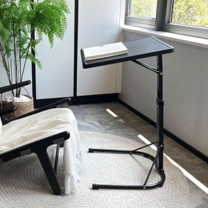 Table d'appoint Pliante Table Pliante Portable, Table Pliante pour Ordinateur Portable, Table réglable en Hauteur pour Chambre, Salon, Lit - Pliante - Réglable en Hauteur(43 * 43 * 69cm Noir) (Hechheu, neuf)