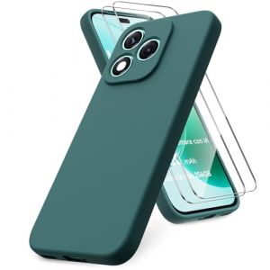 Vansdon Coque Compatible avec Honor 400 Lite, 2 Film de Protection en Verre trempé, Housse Souple en TPU en Silicone Liquide, Etui en Caoutchouc Antichoc - Vert Nuit (Tiny Tots EU, neuf)