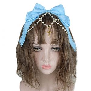 Watreketal N&oelig;ud en dentelle multicouche avec cha&icirc;ne de perles - Coiffe mignonne de soubrette - Accessoire de coiffure Anime Cosplay (SEAxie, neuf)