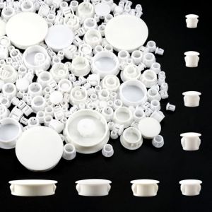 280 Pièces Cache Vis Blanc,5/6/8/10/13/16/25/38mm Cache Trou Meuble Plastique,Bouchons de Trou Meubles,Bouchons Cache-Trou en Plastique pour Trous de Perçage pour Meuble Étagères Armoires (zhangyongjian g, neuf)