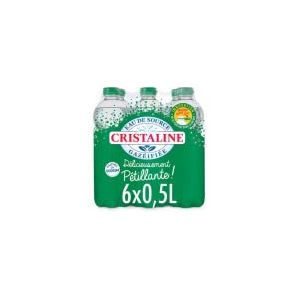 Cristaline 6 bouteilles d'eau gazeuse 50 cl par bouteille. (Visio Securite, neuf)