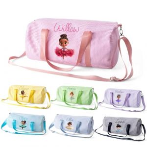 Sac de Danse Classique personnalis&eacute; pour Filles Sac de Sport ray&eacute; en Seersucker avec bandouli&egrave;re Sac de Sport Rose Sac &agrave; Main de Sport pour Enfants pour Les Danseuses 23 cm &times; 23 cm &times;46 cm (NICEDREAM, neuf)