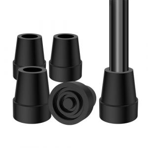 supregear Embouts de Canne (4 Paquet), Antidérapant Stable 22 mm Embout de Canne de Remplacement pour Canne de Marche Béquille Caoutchouc Haute Résistance et Noir de Carbone Coussinet de Pied Mixte (J&D Tech FR, neuf)