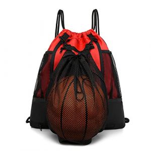 STAY GENT Drawstring Sac à Dos de Basketball Sac de Foot pour Garçons & Filles, Rouge Filet allon Foldable Football Volleyball Sacs de Sport avec Sac en Filet Détachable pour Gym Base-Ball Yoga (Counting Mars World, neuf)