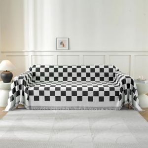 Ystyle Couvre Canapé, 180x340 CM, Jeté De Canapé Grande Taille, Housse De Canapé 1/2/3/4 Places, Jete De Canape, Universelle Protege Canape, Recouvre Canape Couverture Canape, Noir Blanc (YSTYLE HOME, neuf)