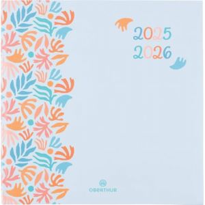 Oberthur - 1 Agenda Semainier Chelsea Carré - Août 2025 à Août 2026 - Format 16 x 16 cm - Visuel Corail (Papeterie Libellus, neuf)