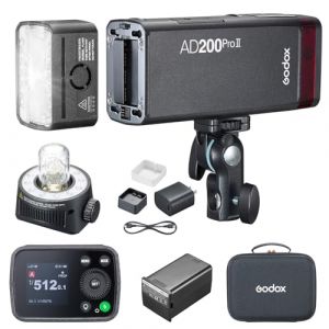 Godox AD200Pro II AD200ProII Flash Speedlight Strobe Ext&eacute;rieur 200Ws 2.4G TTL Flash, 500 &eacute;clairs &agrave; Pleine Puissance Flash de Poche pour Canon,Sony,Nikon,Fuji,Olympus,Panasonic(AD200Pro Upgraded) (PhoZoom E, neuf)