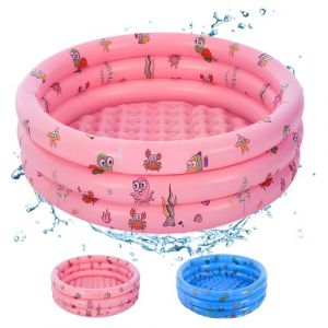 Shyllin Piscine Gonflable Enfant 90x80x30cm,Three Ring Inflatable Paddling Pool,Baignoire Gonflable pour bébé,Piscine pataugeoire Gonflable Ronde (Rose foncé L) (XFJIN243, neuf)