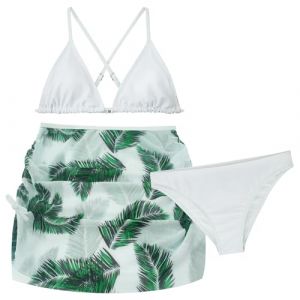 Maeau Maillot de Bain 3 Trois Pièces Fille Bikini Maillots de Bain 2 Deux Pièces 14 Ans Enfant Costume de Bain Imprimé Couvert Jupe Ensemble de Natation Été Tenue de Plage Piscine Tankini Blanc (YOUXINGEU (Livraison sous 5 à 12 jours）, neuf)