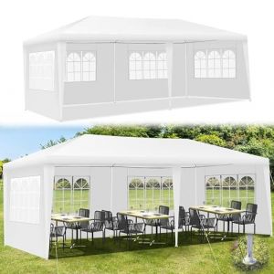 RELAX4LIFE Tonnelle de Jardin Ext&eacute;rieur 3x6 Imperm&eacute;able, Barnum 3x6 avec 4 Parois Amovibles, Tente de Reception en PE, Sac de Transport, Facile &agrave; Monter pour Mariage March&eacute; (3X6 | 4 B&acirc;ches) (RELAX4LIFE, neuf)