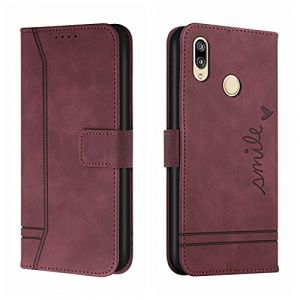 Bravoday Coque pour Huawei Y7 2019 / Y7Pro 2019 / Y7 Prime 2019 / Enjoy 9, Etui Cuir avec Magnetique, Flip Pochette Housse pour Huawei Y7 2019 Protection, Vin Rouge (Bravoday, neuf)