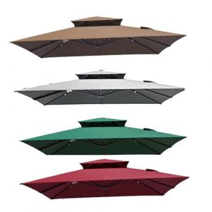 MACAGGTNTU 300x300cm Auvent De Rechange pour D&eacute;port&eacute; Parasol De Terrasse, Carr&eacute; Toile De Rechange pour Parasol Tissu De Rechange pour Parasol De Table D'ext&eacute;rieur(Khaki) (Yingrui Chang, neuf)