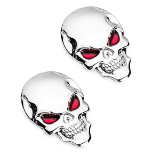 LEEQBCR 2 pièces 3D Metal Skull Autocollant de Voiture, Autocollants Tête de Mort Stickers 3D Voiture Autocollant Moto Autocollant d'insigne d'emblème Car Styling Autocollants pour Voiture Moto (LEEQ EU, neuf)