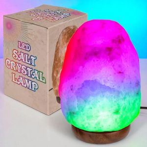 MIJOMA Lampe LED en cristal de sel - Lampe de sel de la gamme Salt (Pakistan) - 10 x 13 cm - Avec câble USB (150 cm) - Lampe décorative en pierre naturelle pour la détente et l'atmosphère de bien-être (MIJOMA, neuf)