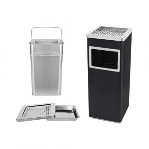 XUANYU Lot de 1 Cendrier avec Poubelle Intégrée, Poubelle avec Cendrier sur Pieds et Seau Intérieur Amovible, pour Hôtel, Jardin, Bureau, Extérieur/Intérieur (Noir 35L) (XUASHW, neuf)
