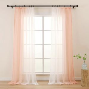 L.Z.E Rideaux Longs 225 cm dégradés Rose/Blanc - Double Voilage translucide pour Salon Chambre (LZE2220T-PI225) (L.Z.E, neuf)