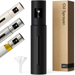 KIVY Pulvérisateur d'huile en acier inoxydable et verre - Vaporisateur d'huile - Vaporisateur pour un dosage précis - Pour huile alimentaire et vinaigre - Avec entonnoir (KIVY, neuf)