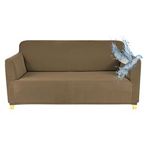 Housse Canape 2 Places (130-170 CM), Housse Canape Impermeable Extensible, Protege Canapes avec Accoudoirs - Marron Clair (Naaassija Yako OÜ, neuf)