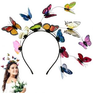 Bandeau Papillon, Serre Tete Papillon Femme, Bandeau Papillon 3D, Couronne de Papillon, Accessoire De Tête Papillon Pour Fête, Serre Tete Fille, pour Carnaval,Cosplay,Mariage (Multicolore) (mikeer, neuf)