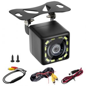 720P Caméra Recul Kit 12V, IP68 Étanchéité Camera Recul Voiture 170° Grand Angle, Vision Nocturne Caméras avec 12 LED 6m Câble pour Voiture SUV Camion Camping Car Pickups Remorque (ZhanXingBoFu, neuf)