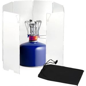 Réchaud à gaz pliable en aluminium avec sac de rangement, protection contre le vent, réchaud de camping, protection contre le vent pour réchaud à gaz et réchaud de camping, 8 plaques (nanchangmujiakejiyouxiangongsi, neuf)