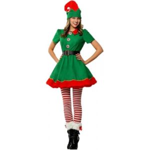 Costume Lutin Femme Homme Gar&ccedil;On Fille D&eacute;Guisement Noel Enfant 100-180Cm Pour Famille Ado Et Enfant,D&eacute;Guisement Avec Chapeau, Jupe,Ceinture,Chaussettes/ Chaussures,D'Elfe De No&euml;L Parent Costume (WHxiancong, neuf)