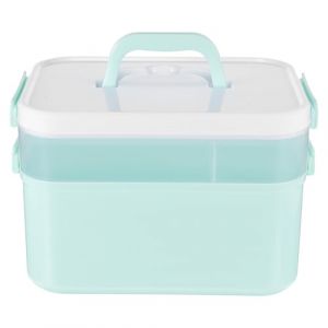 Ipetboom Bo&icirc;te de Rangement Manucure Grosse Taille en Plastique Pp Bleu, &Eacute;tui &agrave; Vernis &agrave; Ongles Portable Compartiments Amovibles, Poign&eacute;e Ergonomique pour Usage Professionnel et Domestique (KinRoZ, neuf)