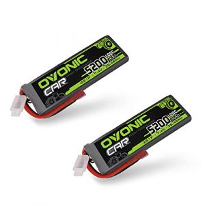 OVONIC 2s Lipo Batterie 5200mAh 100C 7.4V &Eacute;tui Souple avec Connecteur pour RC H&eacute;licopt&egrave;re RC Voiture Camion Bateau Hobby (2pcs) (OVONIC Direct, neuf)