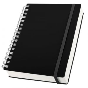 Yarotm Cahier Spirale A5-1 PC Carnet Ligné - 15.5x20.9cm Noir Bloc Note A5-100GSM Cahier Ligné - 150 Feuilles/300 Pages Cahier de Note A5 - Couverture Plastique Carnet de Voyage (Droking, neuf)