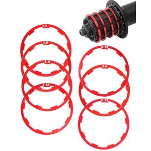 TPZORJX 7 pcs Entretoise de Cassette de vélo Entretoise de moyeu de Volant de vélo Rondelles de Roue Libre de vélo Réglage de vélo pédalier en Alliage daluminium pour vélo de Route et VTT (rouge) (Sunlaxy OU, neuf)